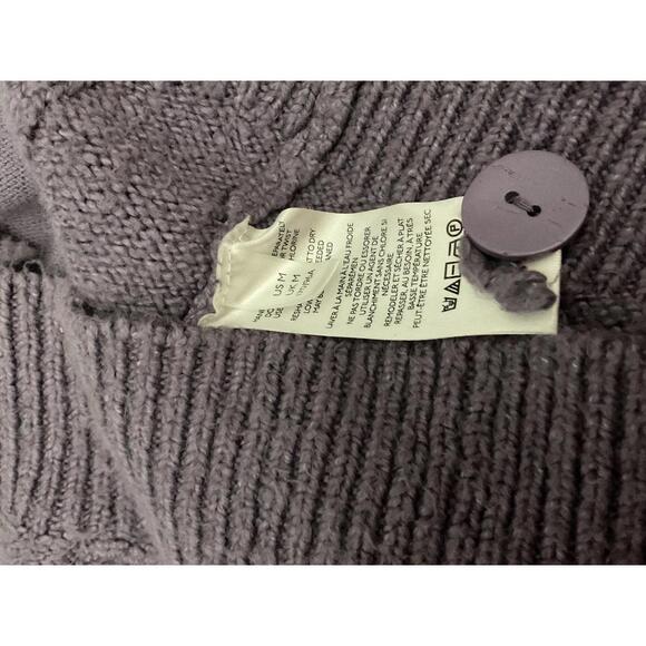 Pilcro Chunky Knit Cardigan Sweater - Soft Lavender/Cable Knit Design Medium - Picture 12 of 13